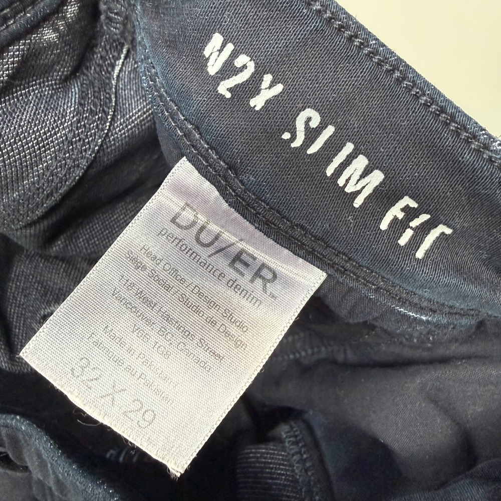 DU/ER N2X Slim Fit Performance Denim Joggers Navy Blue Mens 32x29 - Picture 6 of 7